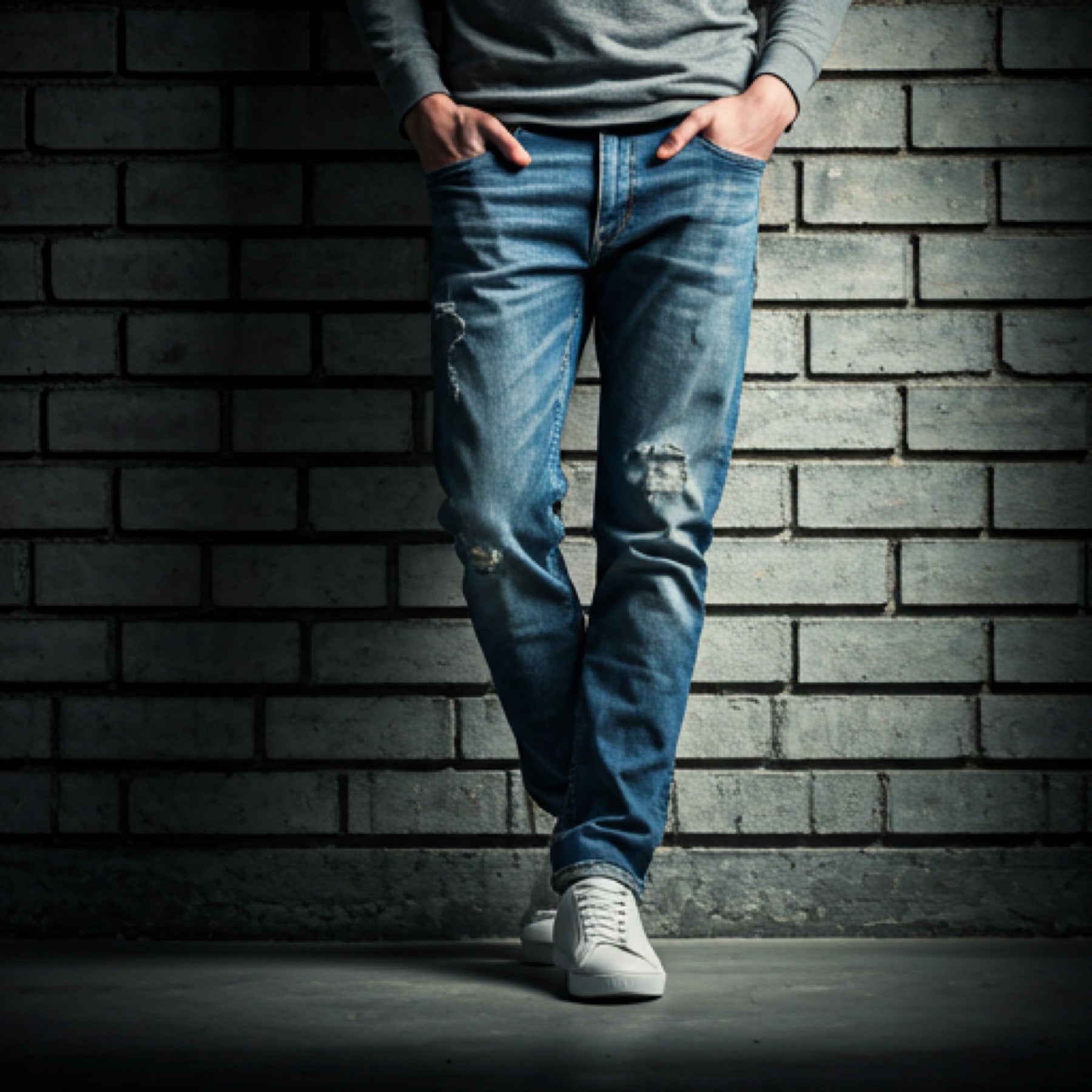 Men's denim shorts folded product sample